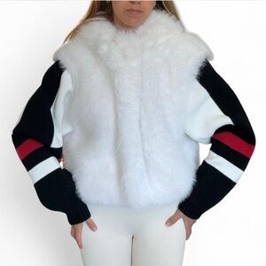 Anthropologie White and Black Faux Fur Jacket
